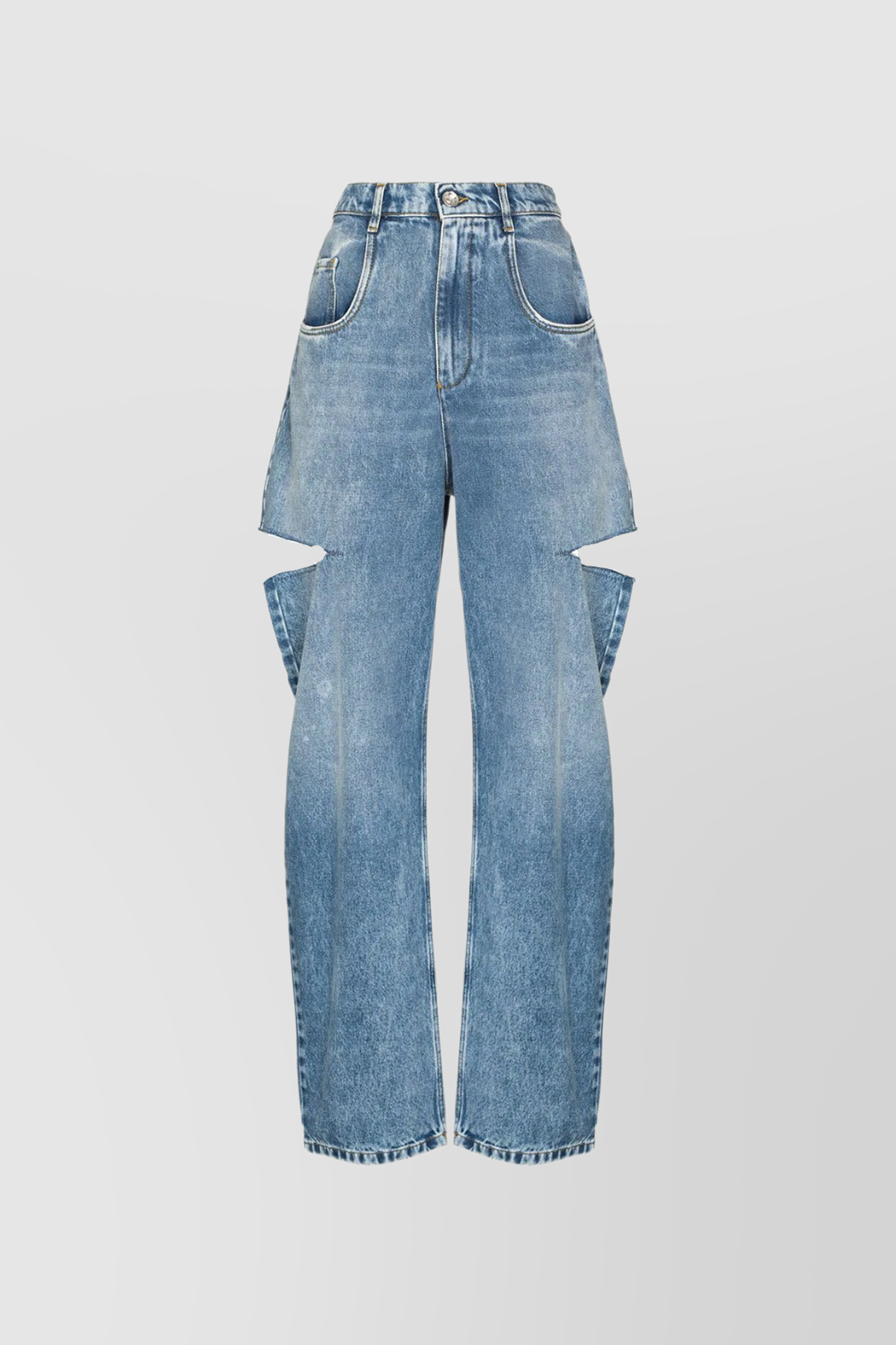 Maison Margiela – 5-pocket tapered wide leg cut out denim trousers 