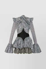 Printed recycled light satin mini dress