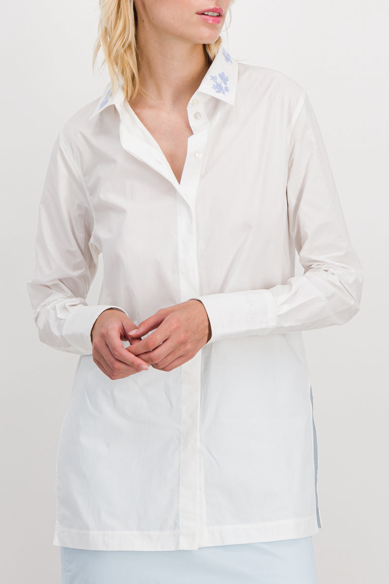 Patou - Classic shirt with flower embroidered collar