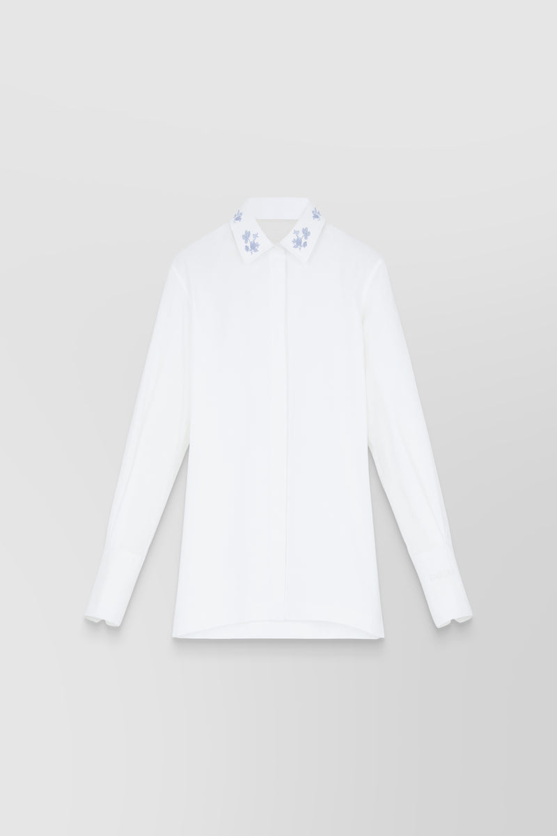 Patou - Classic shirt with flower embroidered collar