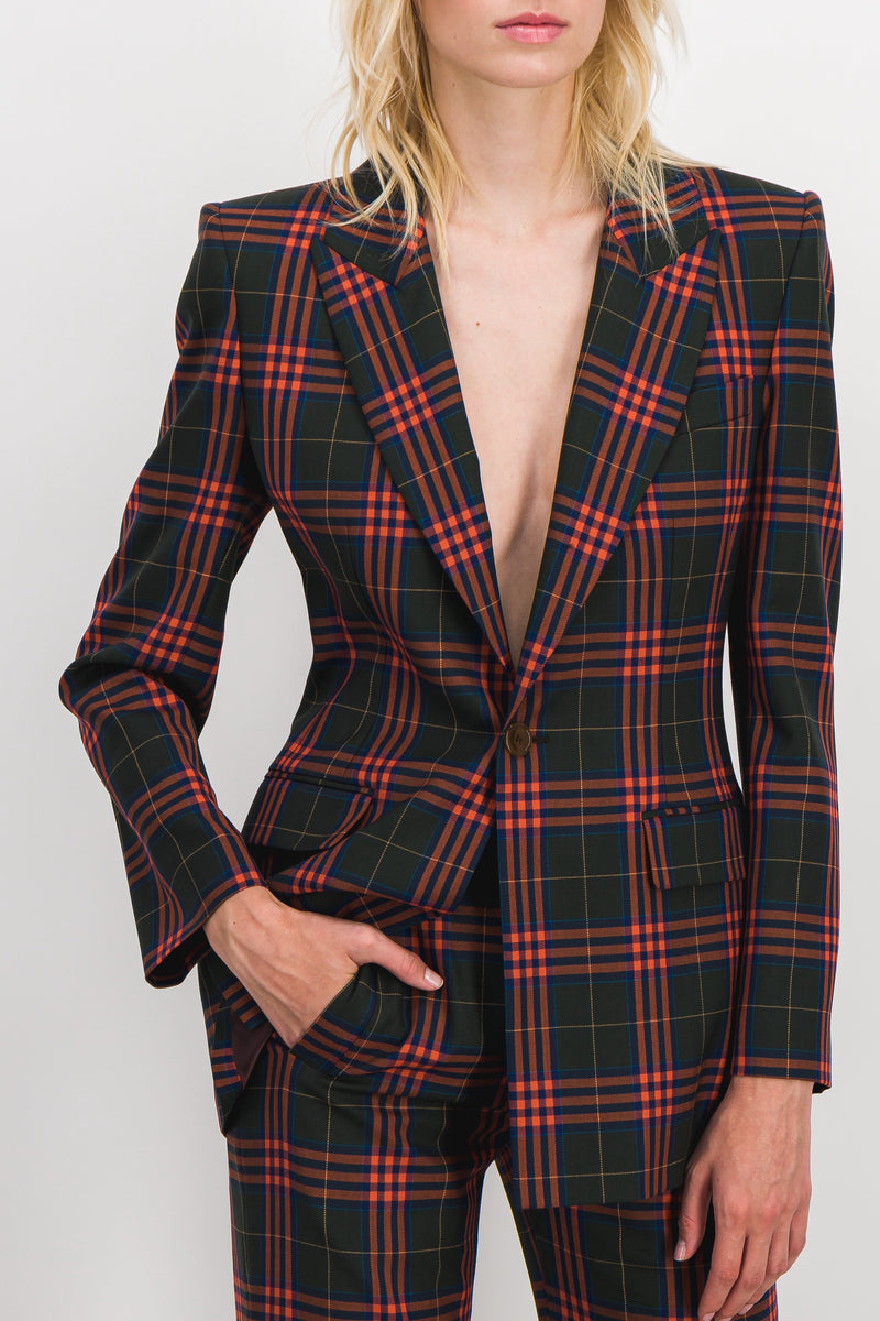 Vivienne Westwood – Red check v-neck tailoring blazer – Renaisa
