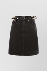 Chain link denim mini skirt