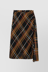 Asymmetric a-line check skirt