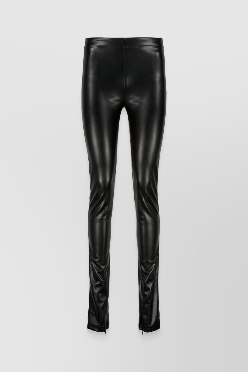 Atlein - Vegan leather long slim pants with slit
