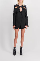 Twisted cut out tailoring long blazer