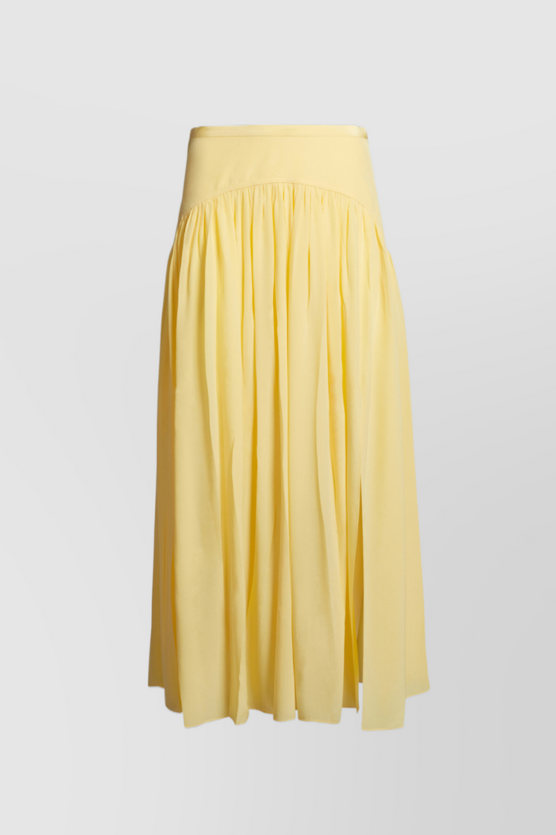 Marni - Pleated satin midi skirt with waistband