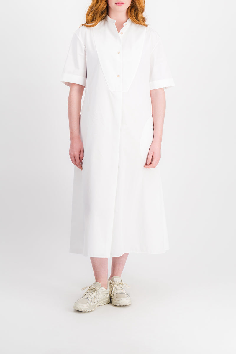 Jil Sander - A-line maxi dress in heavy cotton poplin and wide short sleeves