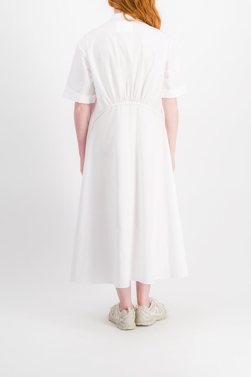 Jil Sander - A-line maxi dress in heavy cotton poplin and wide short sleeves