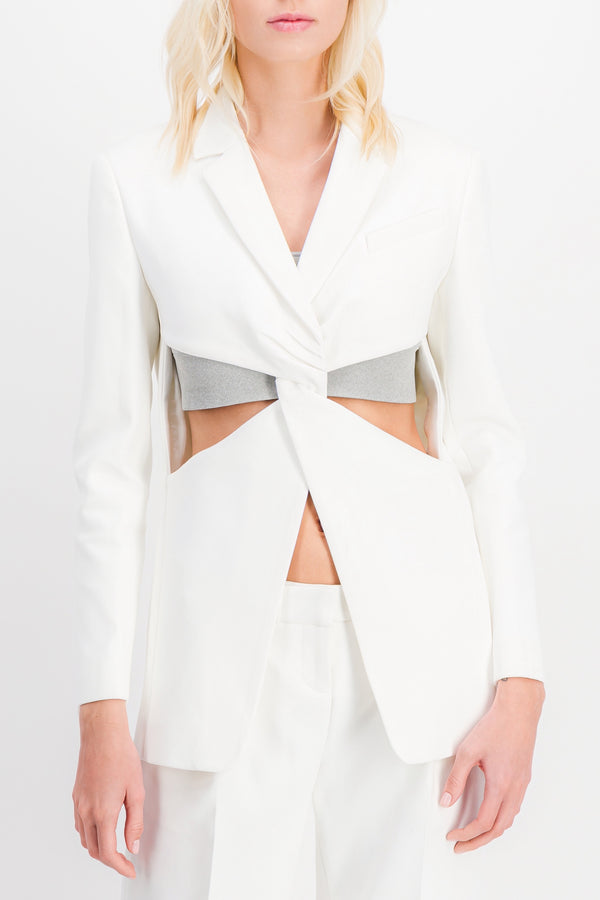 Blazer with twisted cut-out design