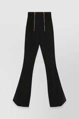 Tweed side zippers flared pants