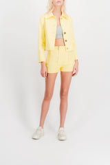 Yellow tweed mini short with front zippers