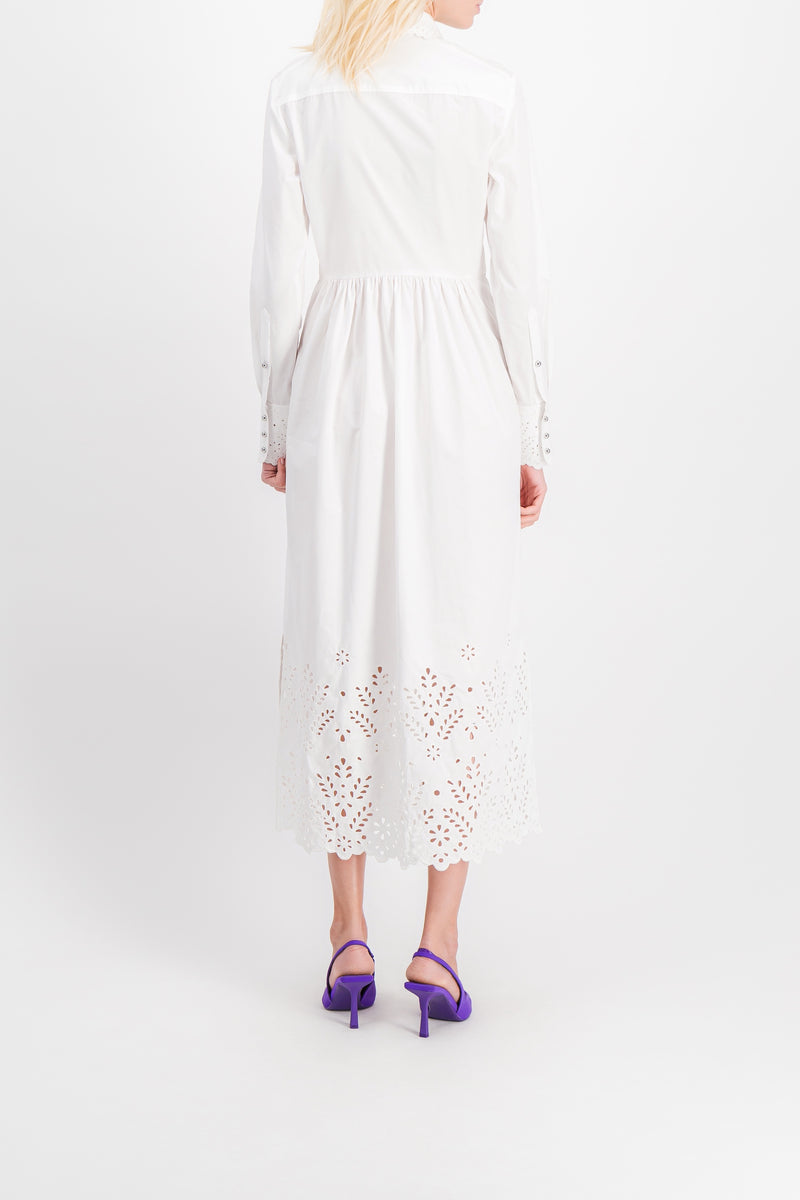 Paco Rabanne - White maxi shirt dress with broderie anglaise