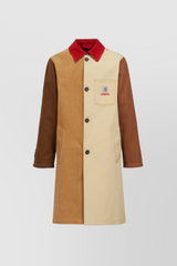 Color block long midi coat