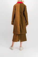 Color block long midi coat