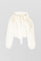 Ivory gros grain cropped voluminous blouse