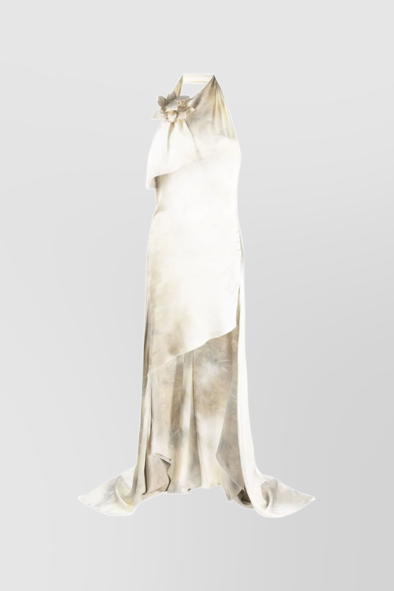 Coperni - White marble cut-out asymmetric flower maxi dress