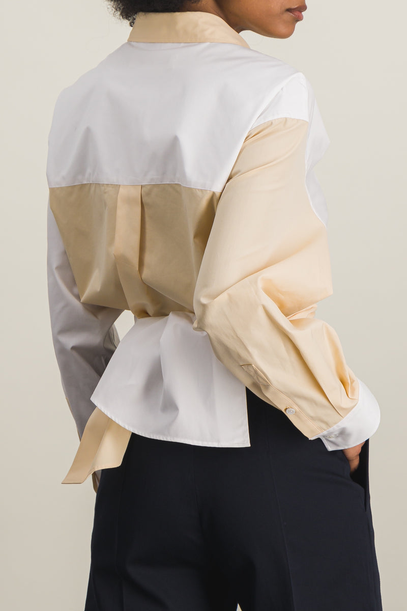Marni – Two-tone asymmetric organic cotton shirt – Renaisa
