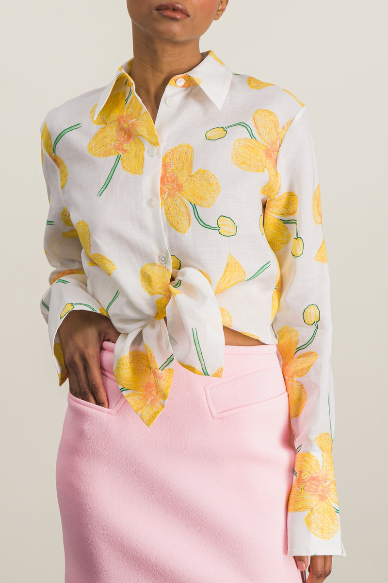 Marni - Classic flower printed linen shirt