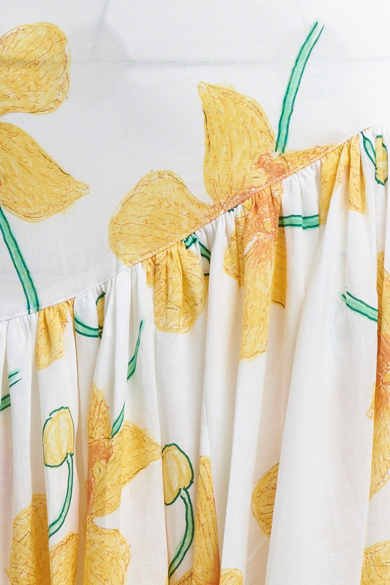 Marni - Long asymmetric linen floral skirt