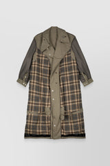Reversible oversized cotton check trench coat