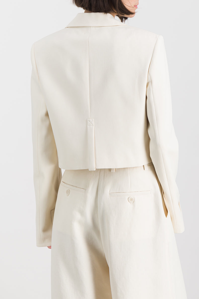 JW Anderson - Cropped tailored buttoned sculptural twill blazer