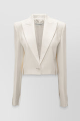 Cropped tailored buttoned sculptural twill blazer