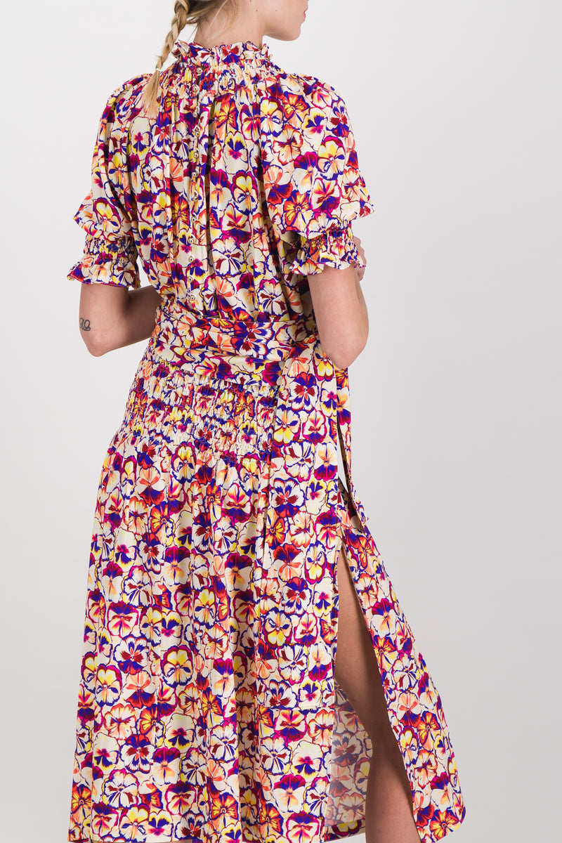 Paco Rabanne - Flower printed jersey shortsleeved midi dress
