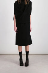 Wool perforated cape dress