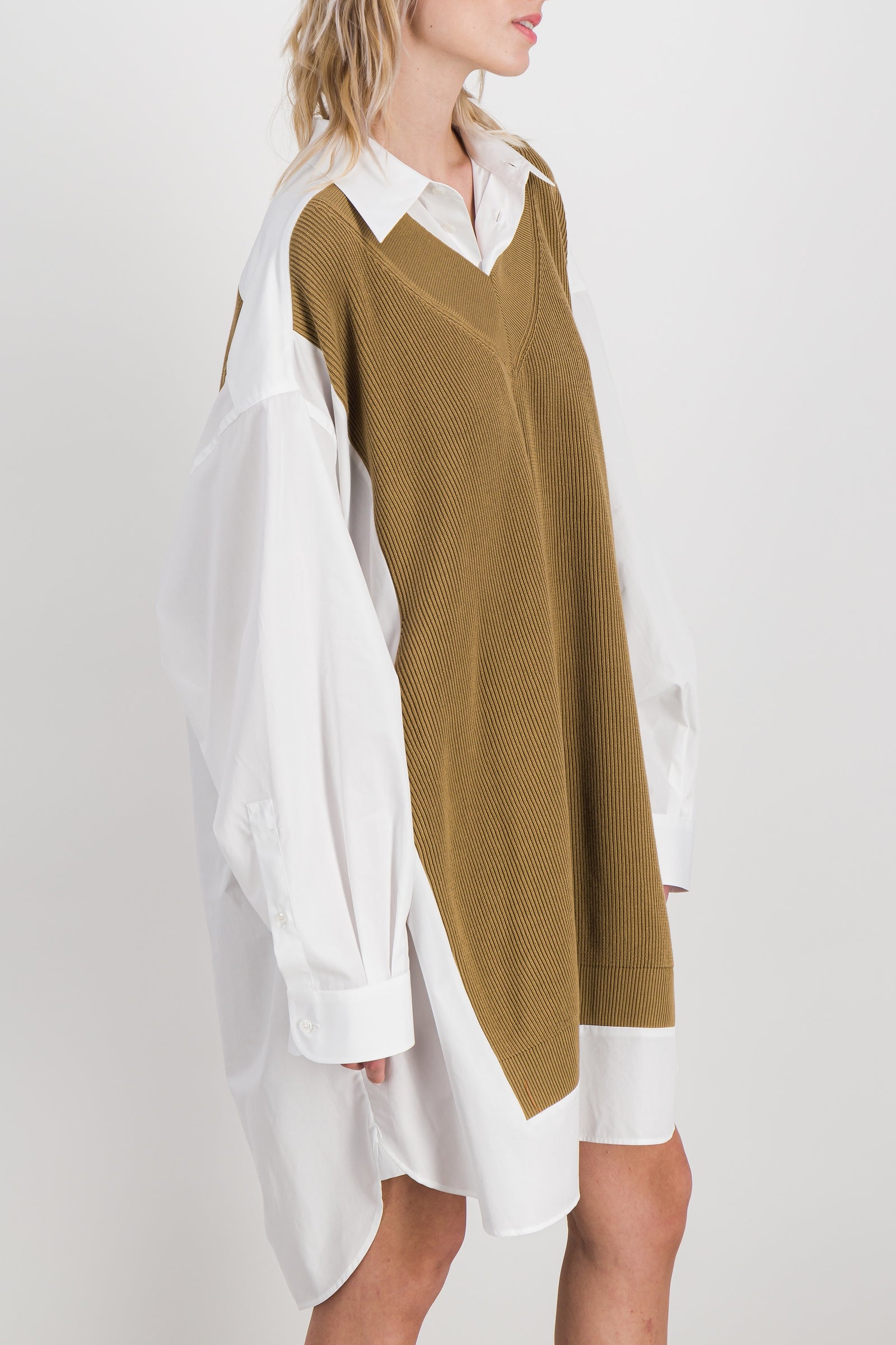 Maison Margiela Shirt dress in cotton poplin knit mix Renaisa