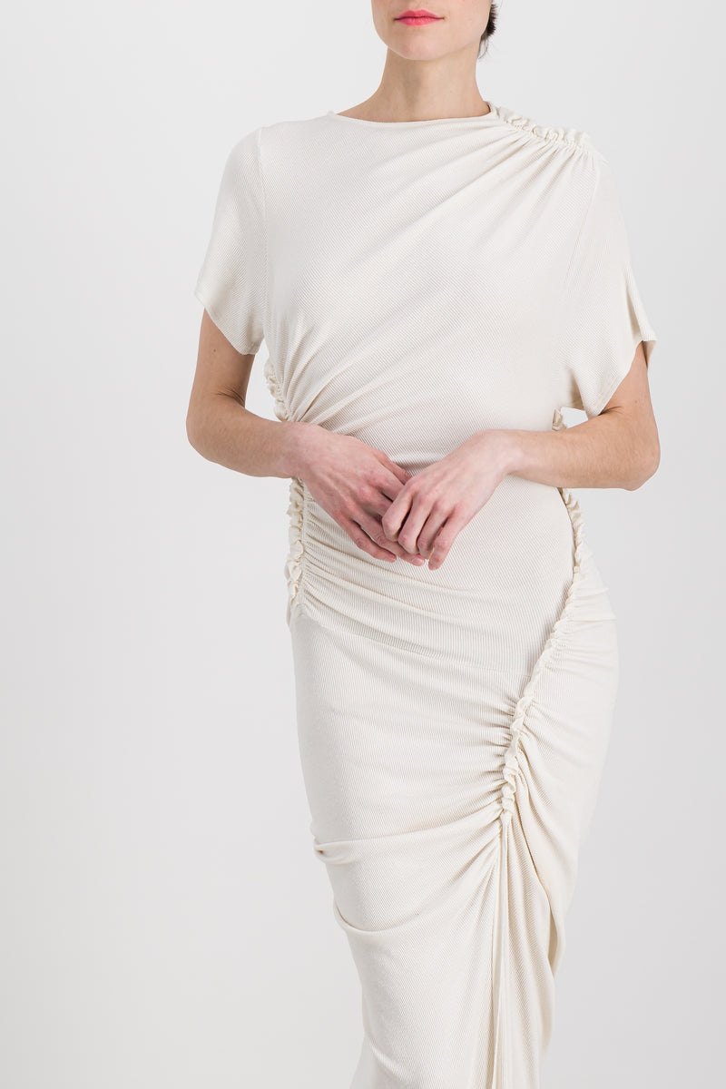Atlein - Ruched cotton rib maxi dress