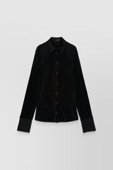 Pleated recycled jersey satin shirt