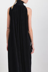Pleated recycled jersey halterneck maxi dress