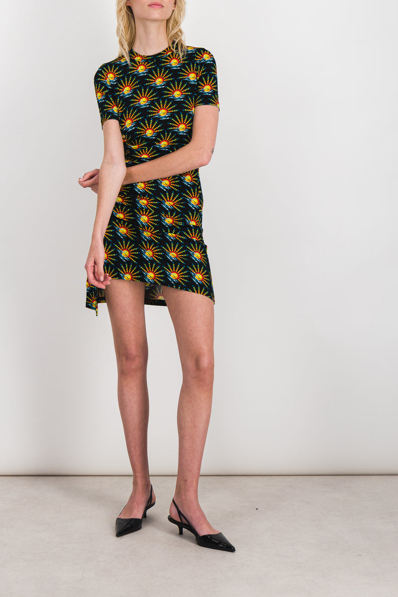 Paco Rabanne - Sunrise printed pleated mini dress