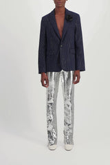 Embroidered sequins flared pants
