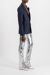 Embroidered sequins flared pants