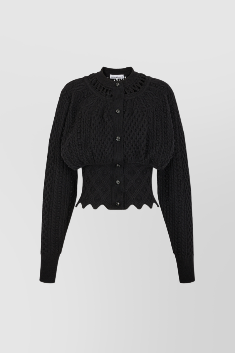 Paco Rabanne - 3D cable knit cropped cardigan