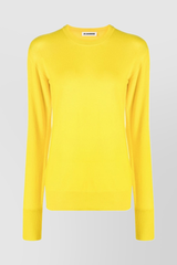 Yellow fine cashmere crewneck sweater