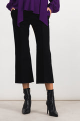 Cropped straight leg nylon-wool pants