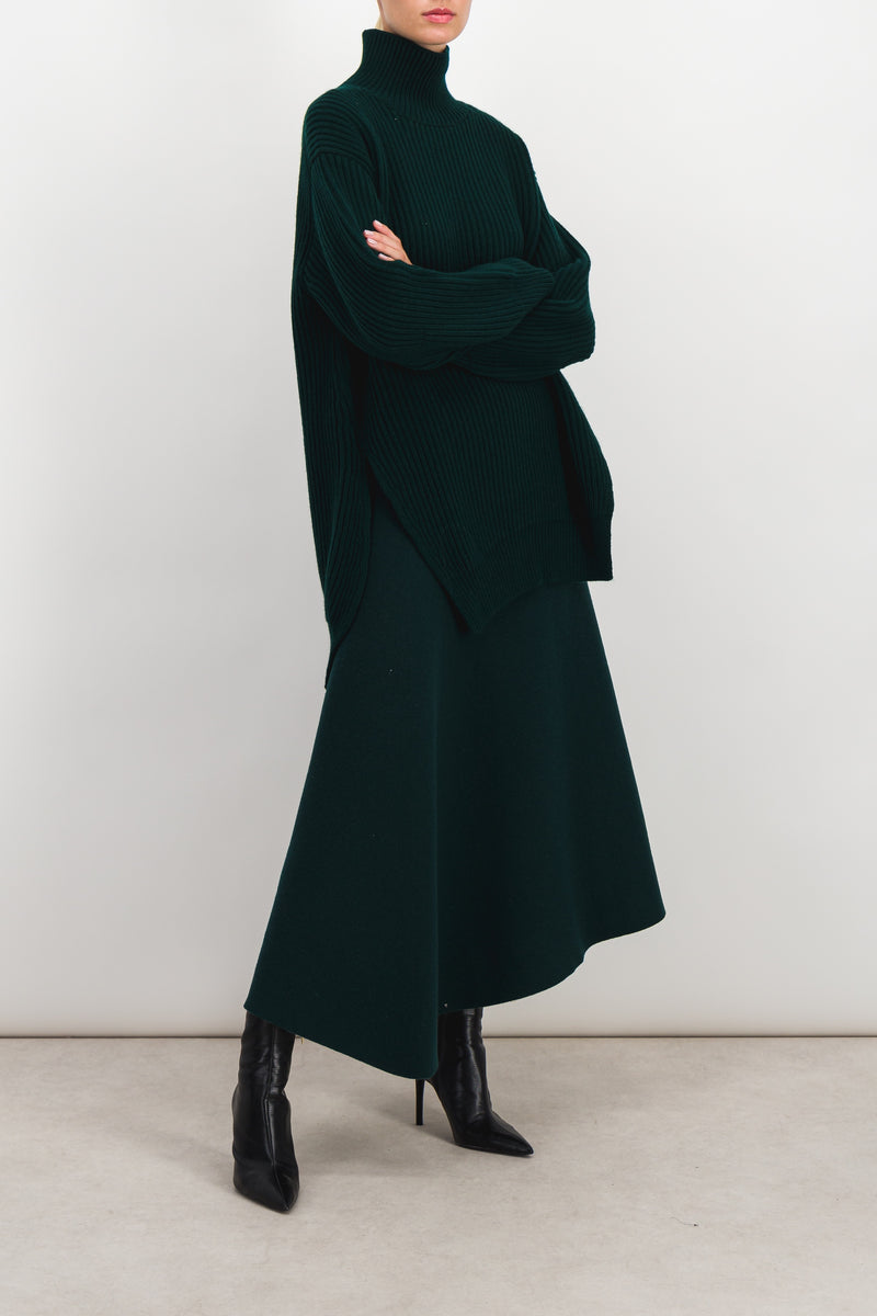 Jil Sander - Asymmetric flared double face mohair-silk gored skirt