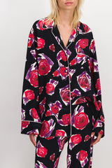 Oversized flower printed pyjama shirt