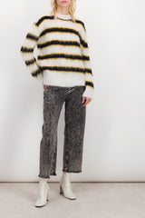Striped crewneck mohair-wool sweater