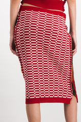 Bi-pattern tulip wool skirt