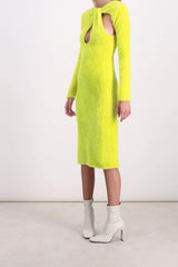 Yellow twisted cut-out knit dress