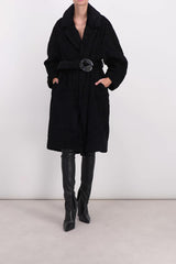 Oversized belted midi coat