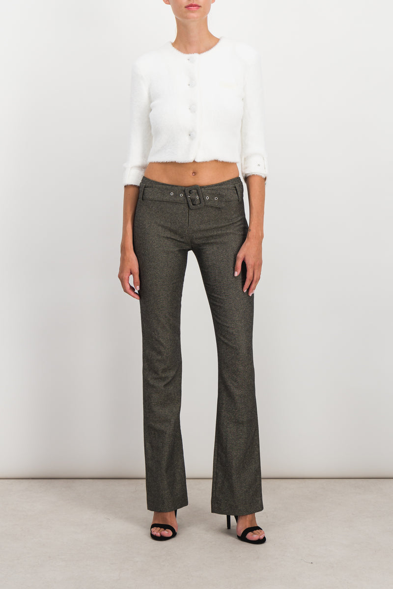 Coperni - Dark grey belted flared slim pants