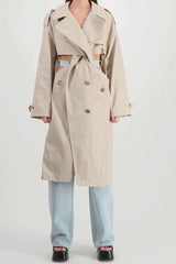 Twisted cut-out trench coat