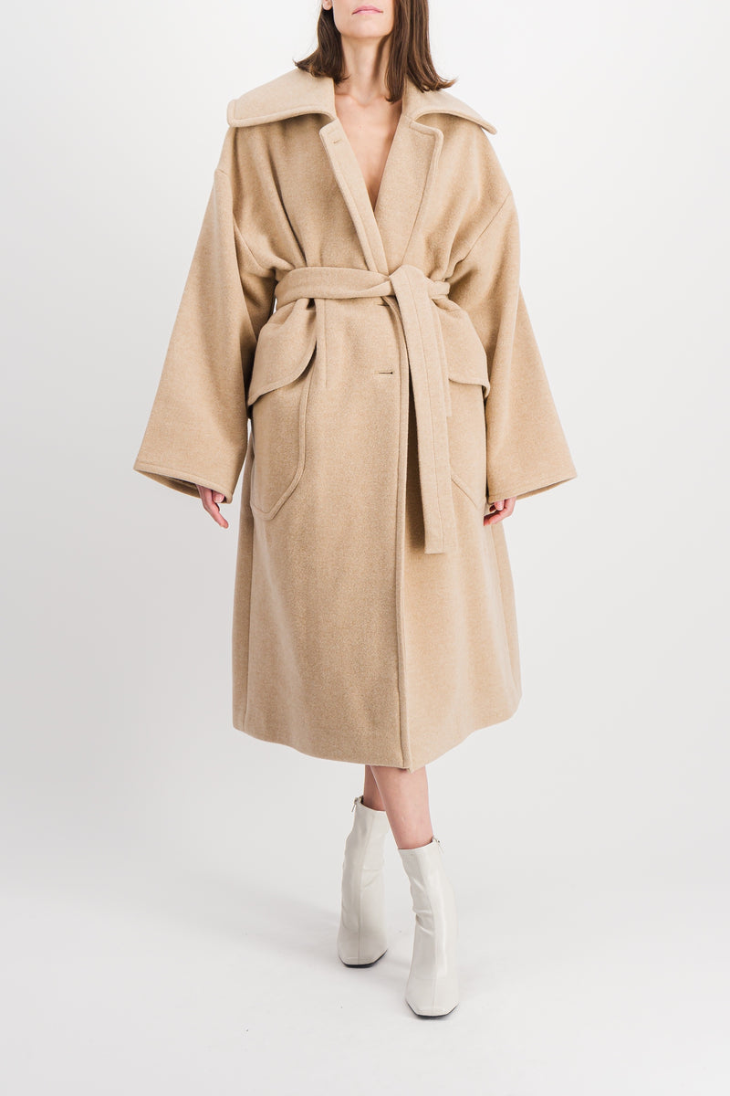 Patou - Beige oversized double sided wool maxi coat