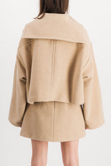Oversized double sided wool cropped jacket
